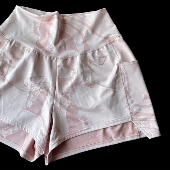 Gymshark Power Jacquard Shorts Pink Marble Loose Fit Women's - Picture 3 of 6